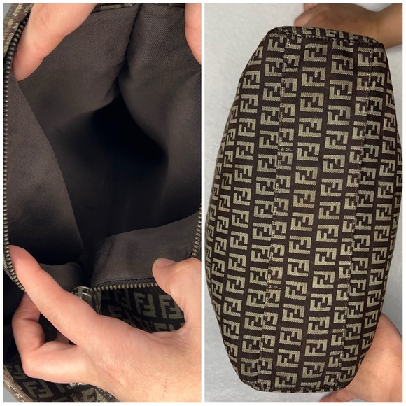 ✨✨✨✨SOLD✨✨✨✨ Fendi Roma Zucchino Authentic RARE Small Canvas Brown Beige Purse - Picture 6 of 10